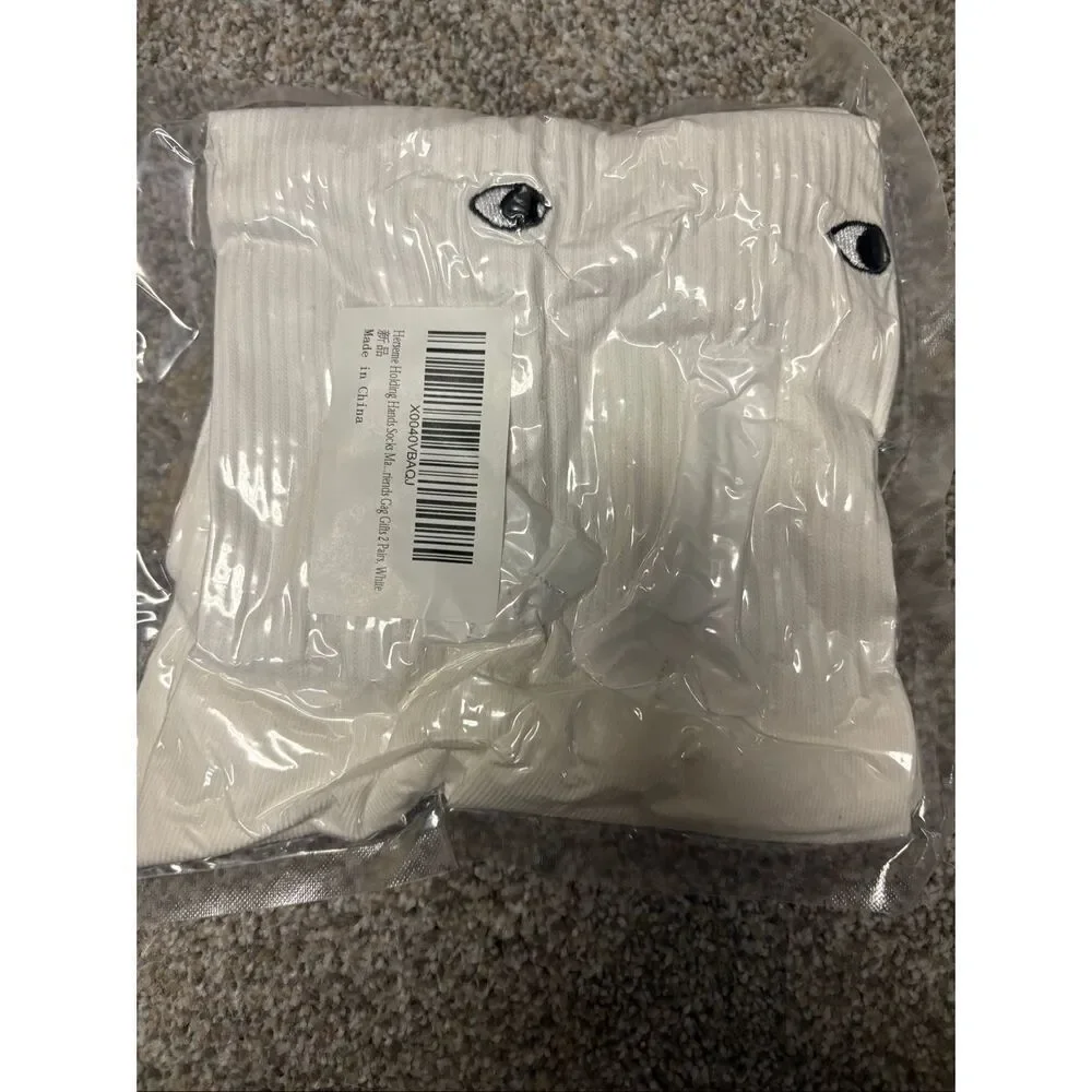 Two Pairs of eyes and ears or hands ladies white socks size 7-9